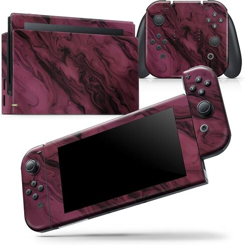 Design Skinz - Compatible with Nintendo Switch Dock Only - Skin Decal Protective Scratch-Resistant Removable Vinyl Wrap Cover - Black & Pink Marble Swirl V1 in Saudi Arabia