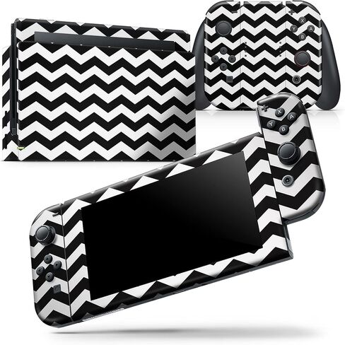 Design Skinz - متوافق مع Nintendo Switch Dock فقط - غطاء حماية من الفينيل مقاوم للخدش وقابل للإزالة - نمط شيفرون باللونين الأسود والأبيض V2 in Saudi Arabia