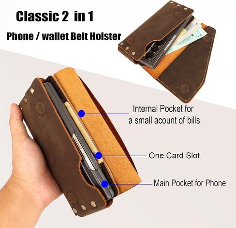 حافظة هاتف جلدية من Topstache لهاتف iPhone 17 Pro Max/17 Air - مشبك حزام مغناطيسي لإغلاق الهاتف الخلوي لهاتف Galaxy S25 Ultra- حامل بطاقات وحزام لهاتف Galaxy Z Fold 7/6/5/4/3، بني داكن in Kuwait