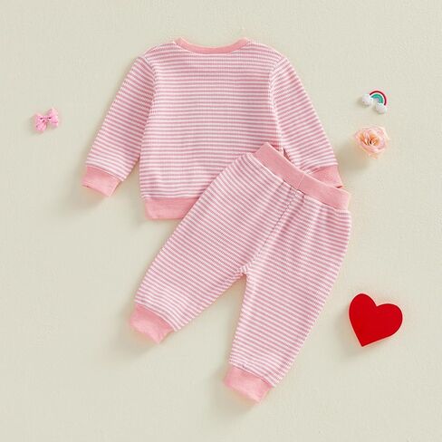 Ledy Champswiin Toddler Girl Valentine Outfits Heart Embroidery Long Sleeve Sweatshirt Jogger Pant 1-4 Years Clothes Set in Saudi Arabia