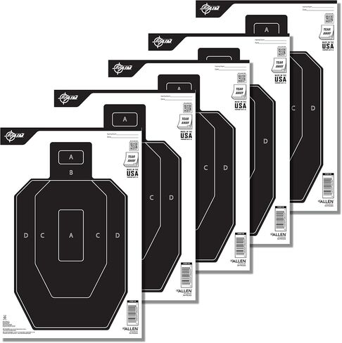 Allen Company EZ Aim Paper Shooting Targets، IPSC Silhouette، Peel Away Target Pad، 12 بوصة عرض × 18 بوصة ارتفاع، 50 حزمة، أسود/أبيض in Saudi Arabia