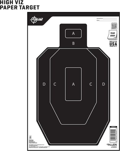 Allen Company EZ Aim Paper Shooting Targets، IPSC Silhouette، Peel Away Target Pad، 12 بوصة عرض × 18 بوصة ارتفاع، 50 حزمة، أسود/أبيض in Saudi Arabia
