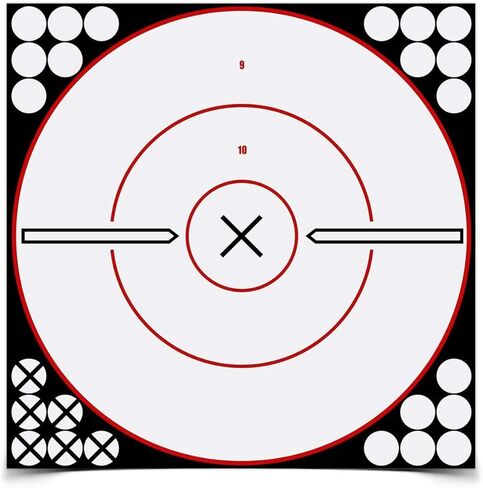 أهداف تفاعلية من Birchwood Casey Shoot-N-C باللون الأبيض/الأسود على شكل X-Bull's-Eye - ردود فعل فورية مرئية للغاية، ملصقات هدف إطلاق النار ذاتية اللصق مع ملصقات إصلاح - خيارات مقاس 8 بوصات و12 بوصة in Saudi Arabia