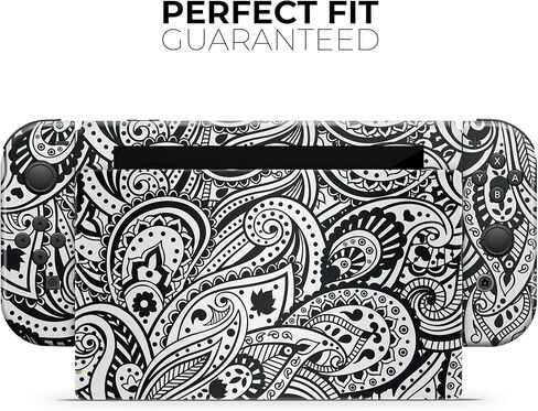 Design Skinz - Compatible with Nintendo Switch Console + Joy-Con - Skin Decal Protective Scratch-Resistant Removable Vinyl Wrap Cover - Black and White Aztec Paisley in Kuwait