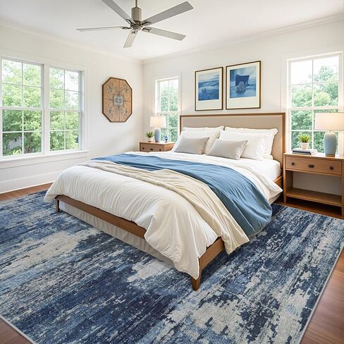 Runner Rug 2'6''x8' Washable Rugs: Machine Washable Hallway Runner Rug with Non Slip Backing Non Shedding Abstract Stain Resistant Carpet for Kitchen Entryway Laundry Bedroom - Beige/Blue in Saudi Arabia