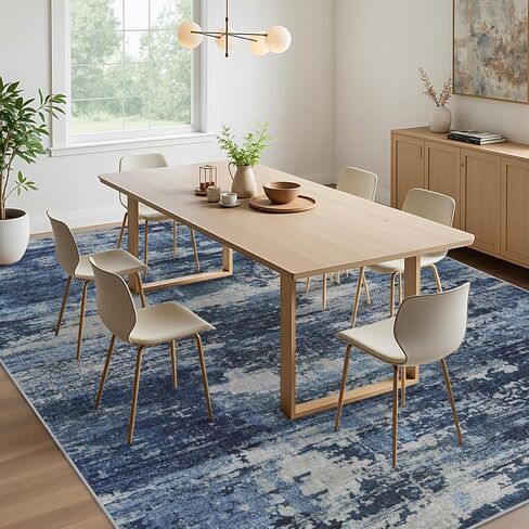 Runner Rug 2'6''x8' Washable Rugs: Machine Washable Hallway Runner Rug with Non Slip Backing Non Shedding Abstract Stain Resistant Carpet for Kitchen Entryway Laundry Bedroom - Beige/Blue in Saudi Arabia