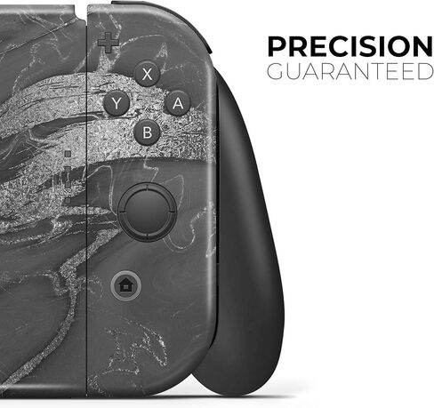 Design Skinz - Compatible with Nintendo Switch Console + Joy-Con - Skin Decal Protective Scratch-Resistant Removable Vinyl Wrap Cover - Black & Silver Marble Swirl V7 in Kuwait