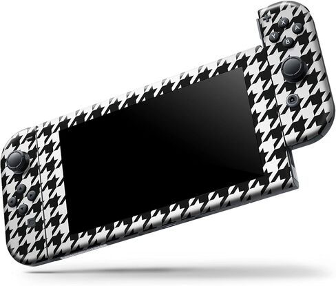 Design Skinz - متوافق مع وحدة تحكم Nintendo Switch Pro - غطاء حماية من الفينيل مقاوم للخدش وقابل للإزالة - نمط Houndstooth باللونين الأبيض والأسود in Saudi Arabia