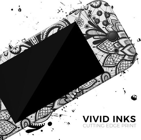 Design Skinz - متوافق مع وحدة تحكم Nintendo Switch + Joy-Con - غطاء حماية من الفينيل قابل للإزالة ومقاوم للخدش - زهور هندسية باللونين الأسود والأبيض in Saudi Arabia