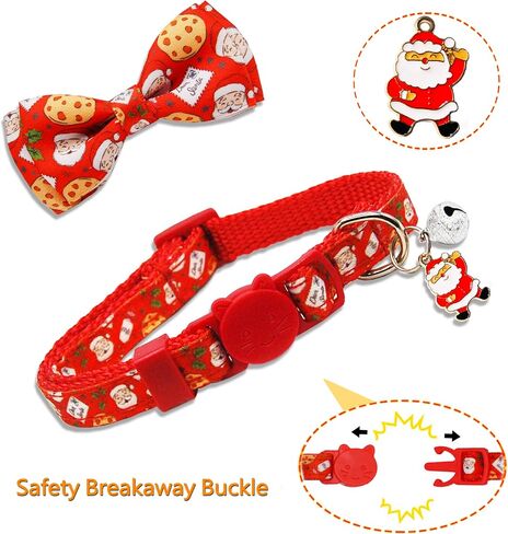 Christmas Cat Collar with Bow and Bell, Holiday 3 Pack Santa Claus, Reindeer and Ringbell Cat Collar for Boys and Girls Kitties Kittens in Saudi Arabia