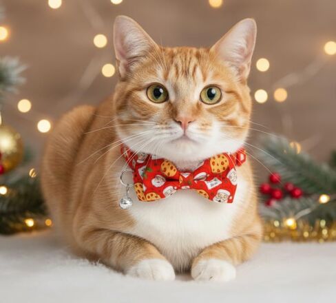 Christmas Cat Collar with Bow and Bell, Holiday 3 Pack Santa Claus, Reindeer and Ringbell Cat Collar for Boys and Girls Kitties Kittens in Saudi Arabia