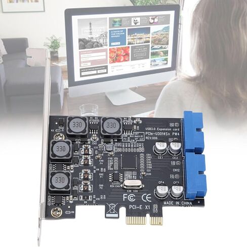 Sanpyl PCIE to 2 Ports 19 Pin USB 3.0 Card, USB 3.0 Expansion Card for Expand 4 .0 Ports to Desktop Computer in Saudi Arabia