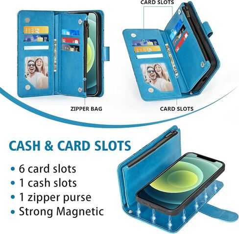 حافظة هاتف Asuwish لهاتف iPhone 12 Pro iPhone12 6.1 غطاء خلوي بسحاب مع واقي شاشة من الزجاج المقسى وحزام حبل طويل وحامل بطاقة زهرة iPhone12pro 5G i 12s 12pro للنساء والفتيات باللون البني in Saudi Arabia
