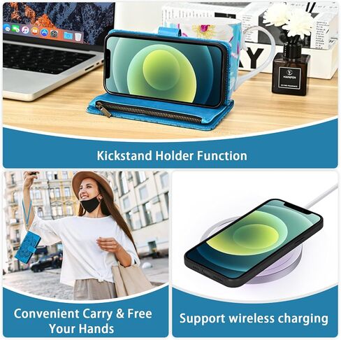 حافظة هاتف Asuwish لهاتف iPhone 12 Pro iPhone12 6.1 غطاء خلوي بسحاب مع واقي شاشة من الزجاج المقسى وحزام حبل طويل وحامل بطاقة زهرة iPhone12pro 5G i 12s 12pro للنساء والفتيات باللون البني in Saudi Arabia