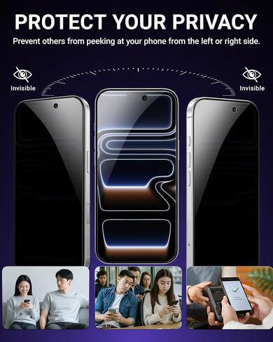 NIMASO for iPhone 17 Pro Screen Protector Privacy 6.3-Inch, 2 Pack 9H Hardness Anti-Spy Tempered Glass Military Grade Shatterproof, Anti-Scratch, with Easy Installation Tool in Saudi Arabia