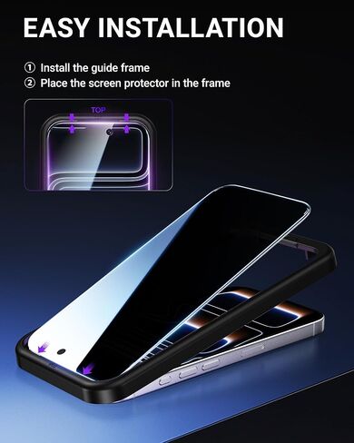 NIMASO for iPhone 17 Pro Screen Protector Privacy 6.3-Inch, 2 Pack 9H Hardness Anti-Spy Tempered Glass Military Grade Shatterproof, Anti-Scratch, with Easy Installation Tool in Saudi Arabia