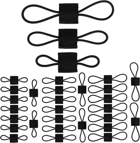 30 قطعة من ملحقات معدات مولي، 3 مقاسات مرنة من حزام مولي وأشرطة ربط متعددة الأغراض وأداة تنظيم حقائب الظهر للمصابيح الكاشفة وزجاجات المياه وغيرها من الملحقات (أسود) in Kuwait