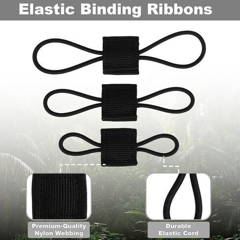 30 قطعة من ملحقات معدات مولي، 3 مقاسات مرنة من حزام مولي وأشرطة ربط متعددة الأغراض وأداة تنظيم حقائب الظهر للمصابيح الكاشفة وزجاجات المياه وغيرها من الملحقات (أسود) in Kuwait