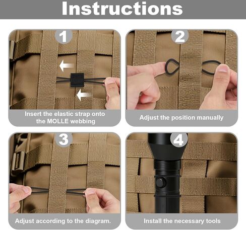 30 قطعة من ملحقات معدات مولي، 3 مقاسات مرنة من حزام مولي وأشرطة ربط متعددة الأغراض وأداة تنظيم حقائب الظهر للمصابيح الكاشفة وزجاجات المياه وغيرها من الملحقات (أسود) in Kuwait