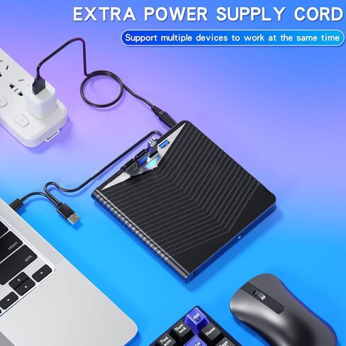 【7 في 1】 محرك أقراص DVD خارجي للكمبيوتر المحمول، USB 3.0 Type-C CD/DVD +/-RW، 4 منافذ USB، يدعم بطاقة SD/TF، ​​محرك أقراص DVD بصري لنظام التشغيل Windows 11/10/8/7، Linux، MacOS in Kuwait