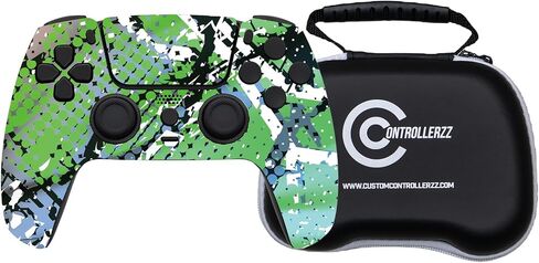 وحدة تحكم Custom Controllerzz Swamp Fade وحزمة الحافظة - تتضمن وحدة تحكم لاسلكية مخصصة Swamp Fade لأجهزة PS5 والكمبيوتر الشخصي وحقيبة سفر واقية عالمية in Kuwait