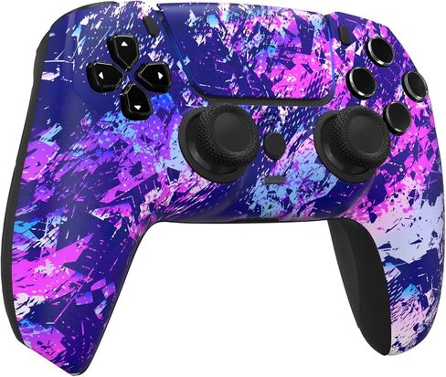 حزمة وحدة التحكم Custom Controllerzz Purple Chaos - تتضمن وحدة تحكم لاسلكية مخصصة Purple Chaos لأجهزة PS5 والكمبيوتر الشخصي وكابل USB-C المضفر وحقيبة حماية عالمية in Kuwait