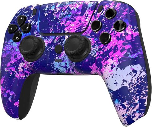 حزمة وحدة التحكم Custom Controllerzz Purple Chaos - تتضمن وحدة تحكم لاسلكية مخصصة Purple Chaos لأجهزة PS5 والكمبيوتر الشخصي وكابل USB-C المضفر وحقيبة حماية عالمية in Kuwait