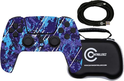 Custom Controllerzz Midnight Surge Controller Bundle – Includes Midnight Surge Custom Wireless Controller for PS5, PC & Braided USB-C Cable & Universal Protective Case in Saudi Arabia