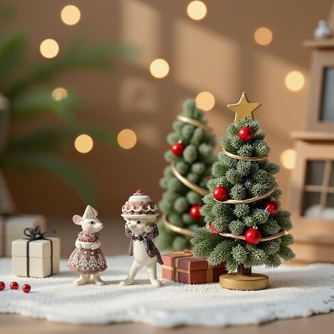 Braxio Gingerbread Christmas Mouse Collectible Figurine - Christmas Tabletop Decorations Set of 2 Christmas Figurine in Saudi Arabia