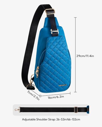 حقيبة ظهر WATERFLY صغيرة بحمالة كروس: حقيبة كروس أنيقة على الصدر للنساء والرجال مضادة للسرقة، حقيبة نهارية أنيقة كاجوال وحقائب سفر عصرية - أسود in Kuwait