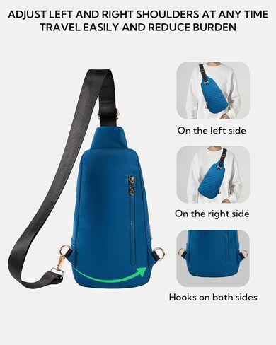 حقيبة ظهر WATERFLY صغيرة بحمالة كروس: حقيبة كروس أنيقة على الصدر للنساء والرجال مضادة للسرقة، حقيبة نهارية أنيقة كاجوال وحقائب سفر عصرية - أسود in Kuwait