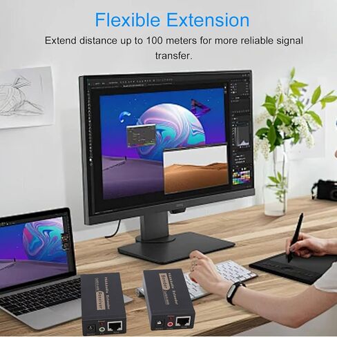 PUSOKEI VGA Extender Over Single CAT5/CAT6 Cable up to 100m, 1920x1440@60Hz Resolution Support for PC Laptop DVR,Plug and Play Video Booster for Office Classroom Entertainment Setup (US Plug) in Saudi Arabia
