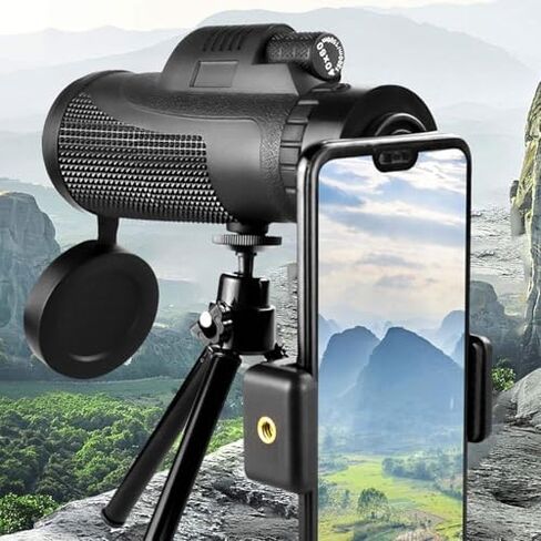 40x60 HD Monocular Telescope - Waterproof and Fogproof with Compass, Smartphone Holder, and Tripod for Bird Watching in Saudi Arabia