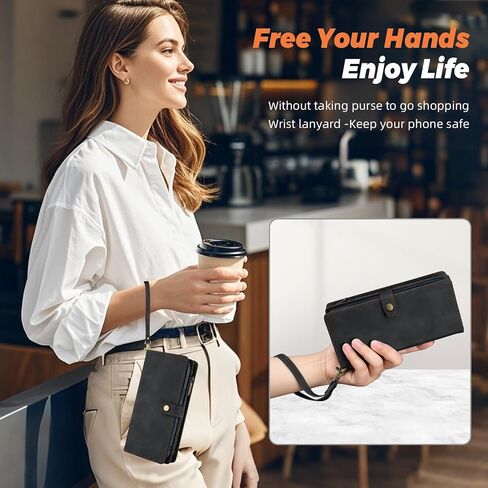 حافظة محفظة ذات رأسين متوافقة مع هاتف Samsung Galaxy S25 FE، حافظة هاتف مغناطيسية قابلة للفصل، محفظة بغطاء حماية شامل من جلد البولي يوريثان، مع حامل بطاقة/جيب تغيير (6.7 بوصة، أزرق) in Kuwait