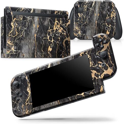 Design Skinz - Compatible with Nintendo 2DS XL - Skin Decal Protective Scratch-Resistant Removable Vinyl Wrap Cover - Black and Gold Marble Surface in Saudi Arabia