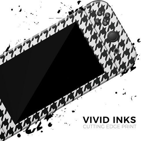 Design Skinz - متوافق مع Nintendo 2DS XL - غطاء حماية من الفينيل مقاوم للخدش وقابل للإزالة - نمط Houndstooth باللونين الأبيض والأسود in Saudi Arabia