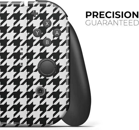 Design Skinz - متوافق مع وحدة تحكم Nintendo Switch + Joy-Con - غطاء حماية من الفينيل مقاوم للخدش وقابل للإزالة - نمط Houndstooth باللونين الأبيض والأسود in Saudi Arabia