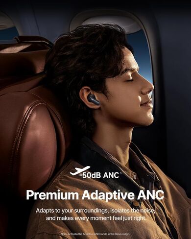 Baseus Inspire XP1 Adaptive Noise Cancelling Earbuds, Sound by Bose, Dolby Audio, Premium Real-Time Adaptive ANC, Adaptive Tuning Sound, Natural Fit Design, 6-Mic Adaptive Clear Calls, 45H Playtime in Saudi Arabia
