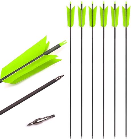 31" Carbon Arrows Target Flu-Flu Arrows Spine 500 Hunting and Target Practice Arrows with 4pcs Turkey Feathers for Small Game Hunting Shooting in Saudi Arabia