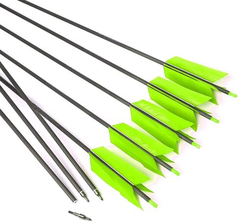 31" Carbon Arrows Target Flu-Flu Arrows Spine 500 Hunting and Target Practice Arrows with 4pcs Turkey Feathers for Small Game Hunting Shooting in Saudi Arabia