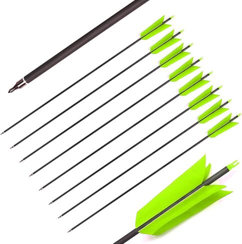 31" Carbon Arrows Target Flu-Flu Arrows Spine 500 Hunting and Target Practice Arrows with 4pcs Turkey Feathers for Small Game Hunting Shooting in Saudi Arabia