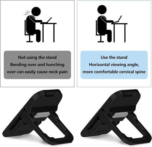 2pcs Mini Keyboard Stand, Foldable Laptop Stand for Desk Two Tilt Angle Adjustable Laptop Riser Portable Invisible Notebook Lift for Most Keyboards, Black in Saudi Arabia