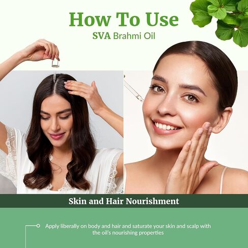 SVA Organics Brahmi Oil 4 Ounce Pure Bacopa Monnieri Cold Pressed Premium Therapeutic Grade Carrier Oil for Long and Strong Hair, Skin Care and Massage in Kuwait