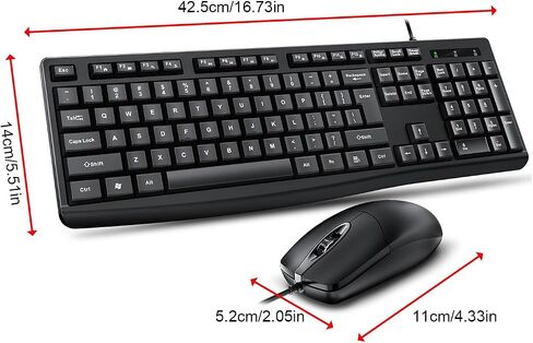 Sanpyl Basics Wired Keyboard and Mouse Combo, 1000DPI Optical Mouse, 1.5m Cable, USB Plug & Play, Compatible with PC, Laptop - Black (Black) in Saudi Arabia