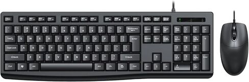 Sanpyl Basics Wired Keyboard and Mouse Combo, 1000DPI Optical Mouse, 1.5m Cable, USB Plug & Play, Compatible with PC, Laptop - Black (Black) in Saudi Arabia