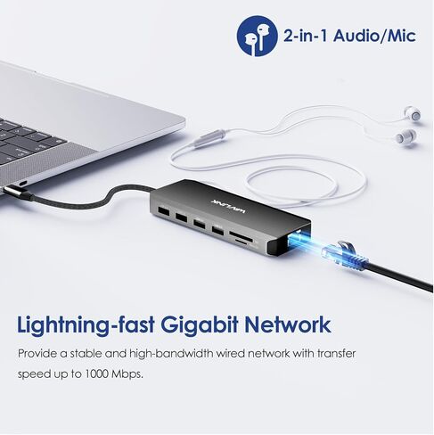 محطة إرساء الكمبيوتر المحمول، 12 في 1 موزع USB C ثلاثي العرض لنظام التشغيل Windows مع DP مزدوج، HDMI، شاحن PD 100 واط، جيجابت إيثرنت، منافذ USB3.0/2.0، قارئ بطاقة SD/TF، ​​ميكروفون/صوت لجهاز Lenovo HP Dell - أسود in Saudi Arabia