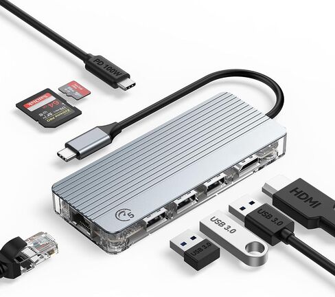 قاعدة توصيل USB C 9 في 1 مع 4K HDMI، 2.5G Ethernet، شحن 100W PD، بطاقة SD/TF، ​​VGA و3 منافذ بيانات USB 3.0، مناسبة لجهاز MacBook Pro/Air/Dell/Lenovo، إلخ in Saudi Arabia