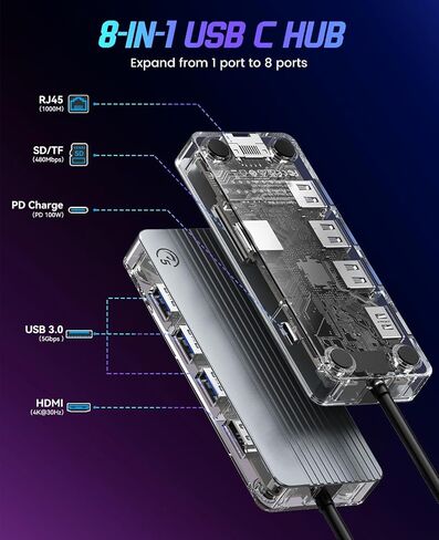 قاعدة توصيل USB C 9 في 1 مع 4K HDMI، 2.5G Ethernet، شحن 100W PD، بطاقة SD/TF، ​​VGA و3 منافذ بيانات USB 3.0، مناسبة لجهاز MacBook Pro/Air/Dell/Lenovo، إلخ in Saudi Arabia