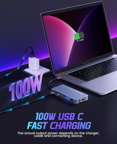 قاعدة توصيل USB C 9 في 1 مع 4K HDMI، 2.5G Ethernet، شحن 100W PD، بطاقة SD/TF، ​​VGA و3 منافذ بيانات USB 3.0، مناسبة لجهاز MacBook Pro/Air/Dell/Lenovo، إلخ in Saudi Arabia