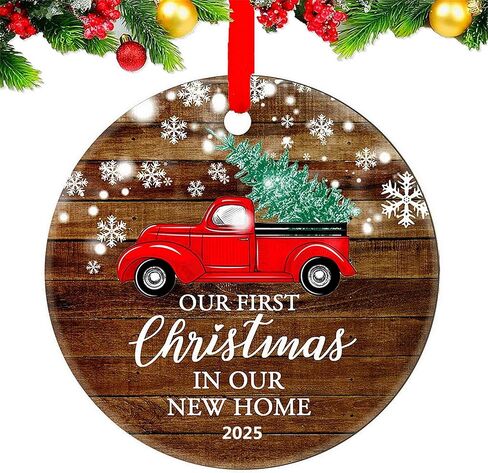 JUPPE Our First Christmas Engaged 2023 Ornament Decoration Mr & Mrs Newly Engaged Ornaments Decoration Romantic Couples Engagement Gift Ideas (Red Car-2) in Saudi Arabia